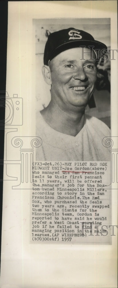 1957 Press Photo Joe Gordon to manage Minneapolis Millers - sbs03322 - Historic Images