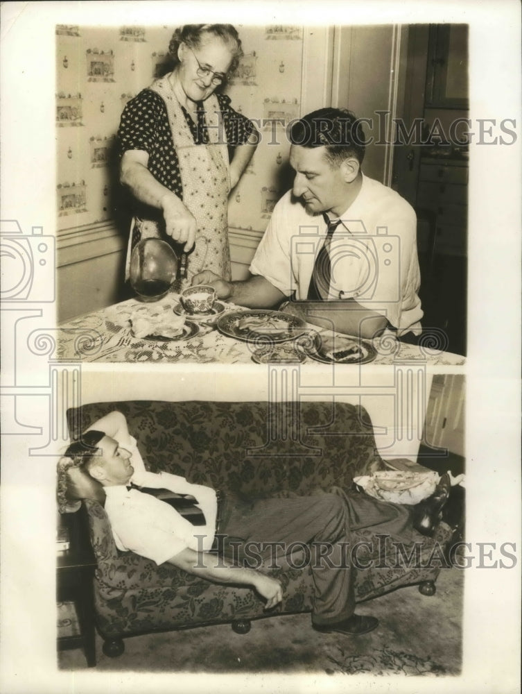 1942 Press Photo Boston Braves' Ernie Lombardi at Jim Tobin's house - sbs03401 - Historic Images