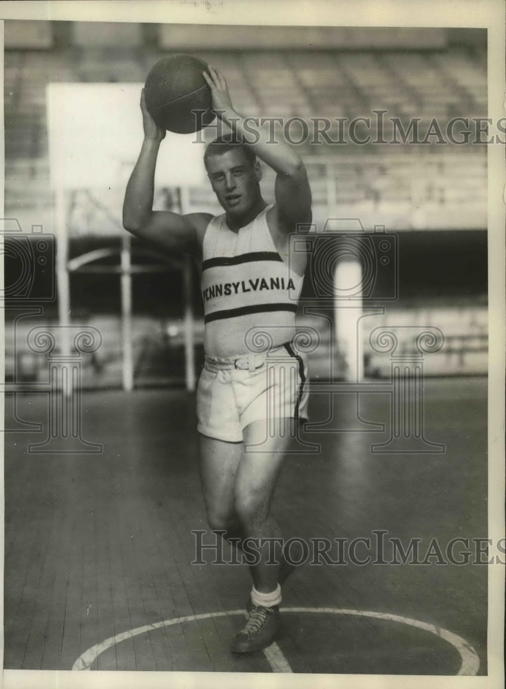 1928 Press Photo Paul Scullk Appeared for Basketball Team of Penn University- Historic Images