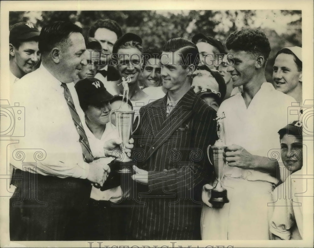 1937 Press Photo Wm R Hearst Jr Golf championship in MA Lennie Curran wins - Historic Images