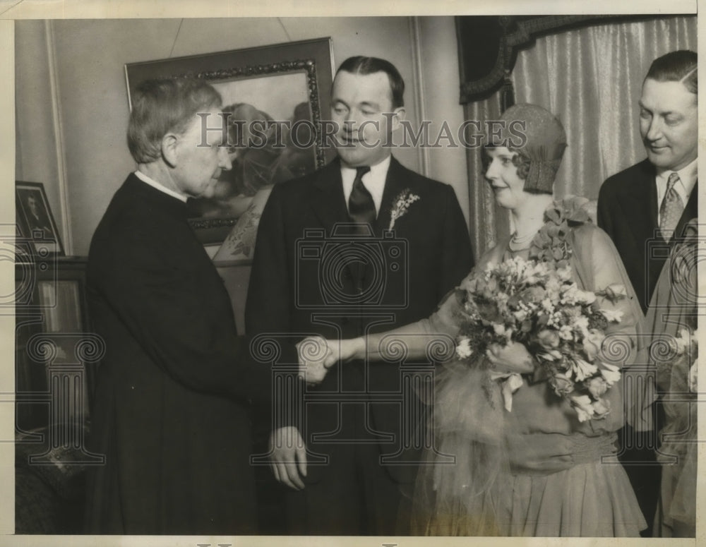 1929 Press Photo Gabby Hartnett, Bride Martha Marshall wedding in Chicago - Historic Images