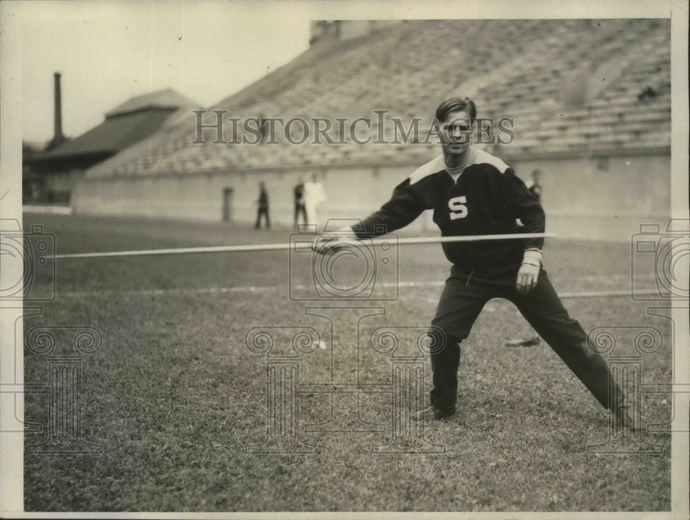 1928 Press Photo William A Sparling of Stanford at javelin at IC4A meet- Historic Images