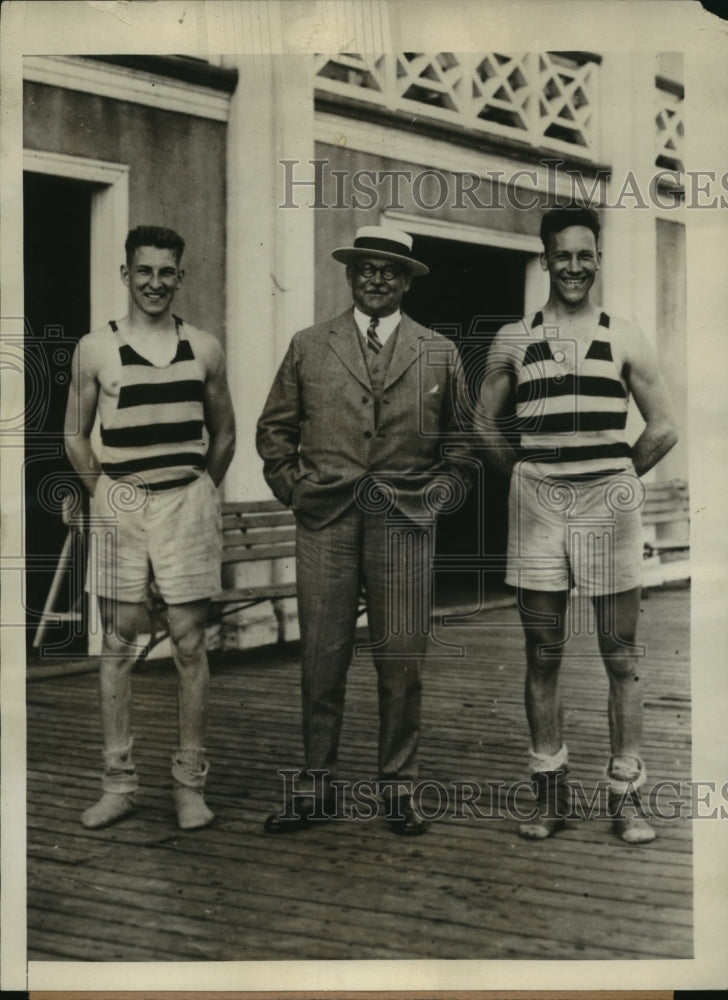 Press Photo Rower Jack Guest, Joe Wright, Sr. & Joe Wright, Jr. in Montreal - Historic Images