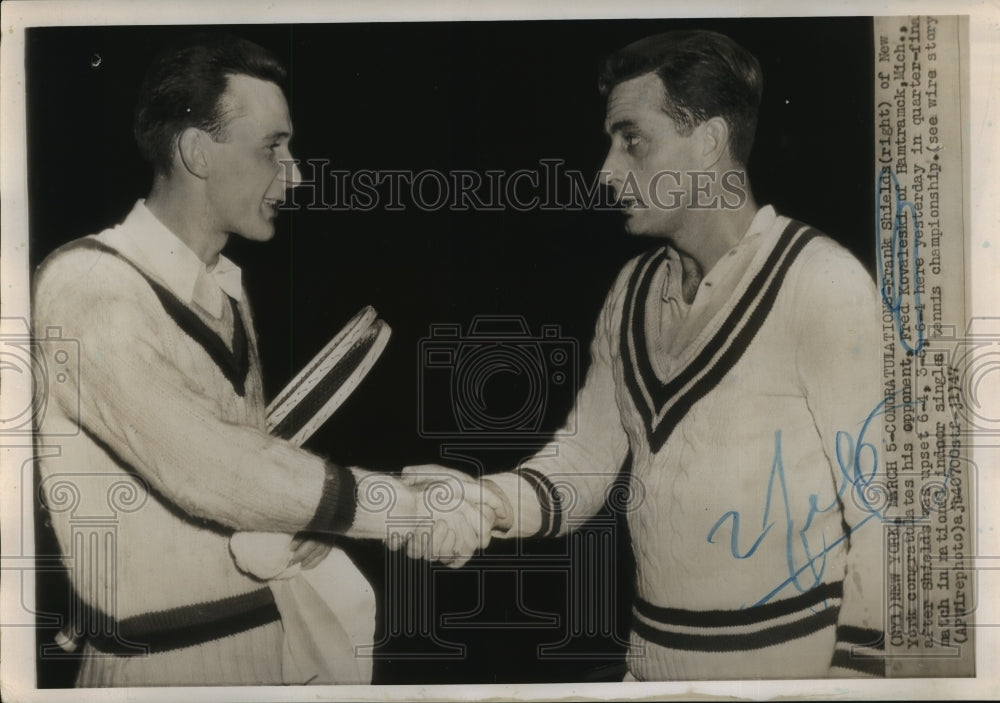 1947 Press Photo Frank Shields Congratulates Opponent Fred Kovaleski - sbs05302- Historic Images