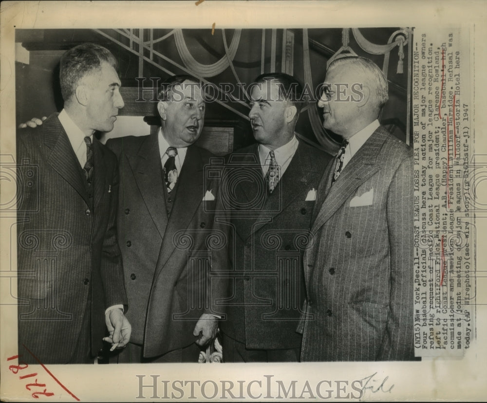 1947 Press Photo Baseball Officials Meeting on Pacific Coast League in New York - Historic Images