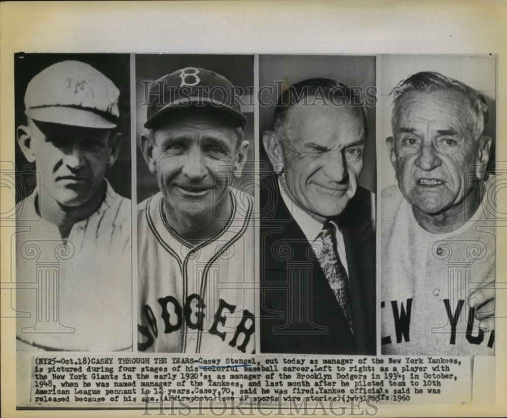 1960 Press Photo Casey Stengel Baseball Career Portraits - sbs05526 - Historic Images