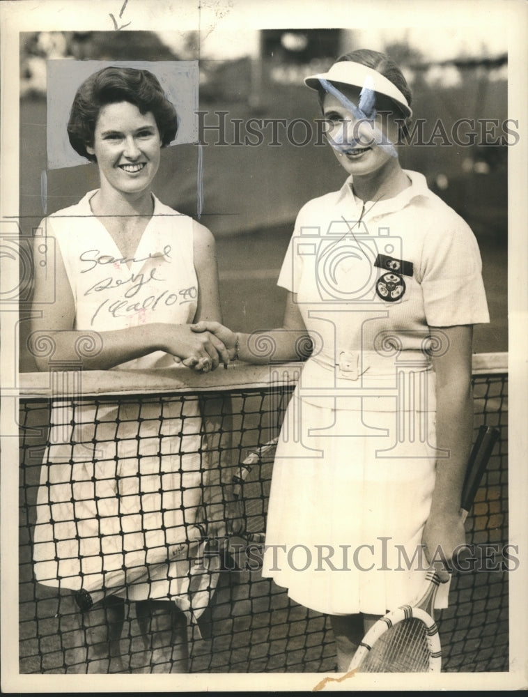 1935 Press Photo Sarah Palfrey Fabyan and Kay Stammers, Nat'l Singles tournament - Historic Images