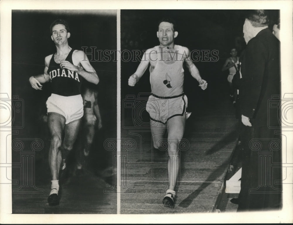1943 Press Photo Indiana;s Earl Mitchell & Greg Rice Millwrose Games in NYC - Historic Images