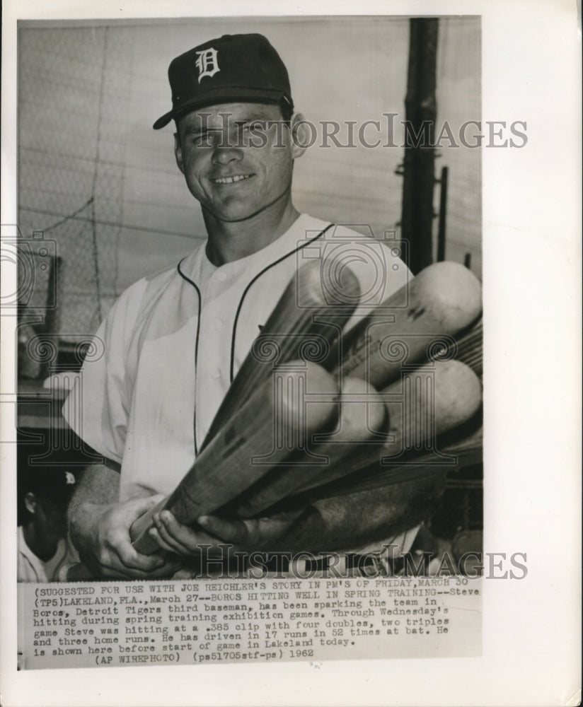 1962 Press Photo Steve Boros before the start of a game in Lakeland - sbs07232- Historic Images