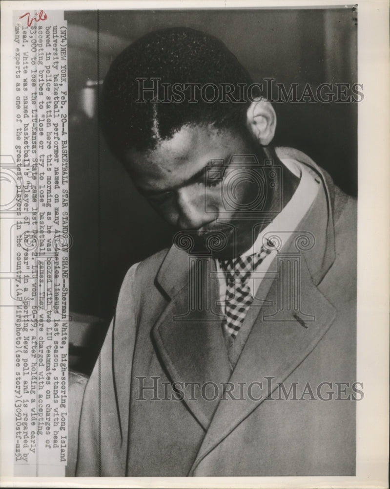 1951 Press Photo basketball star Sherman White charged with accepting bribes- Historic Images