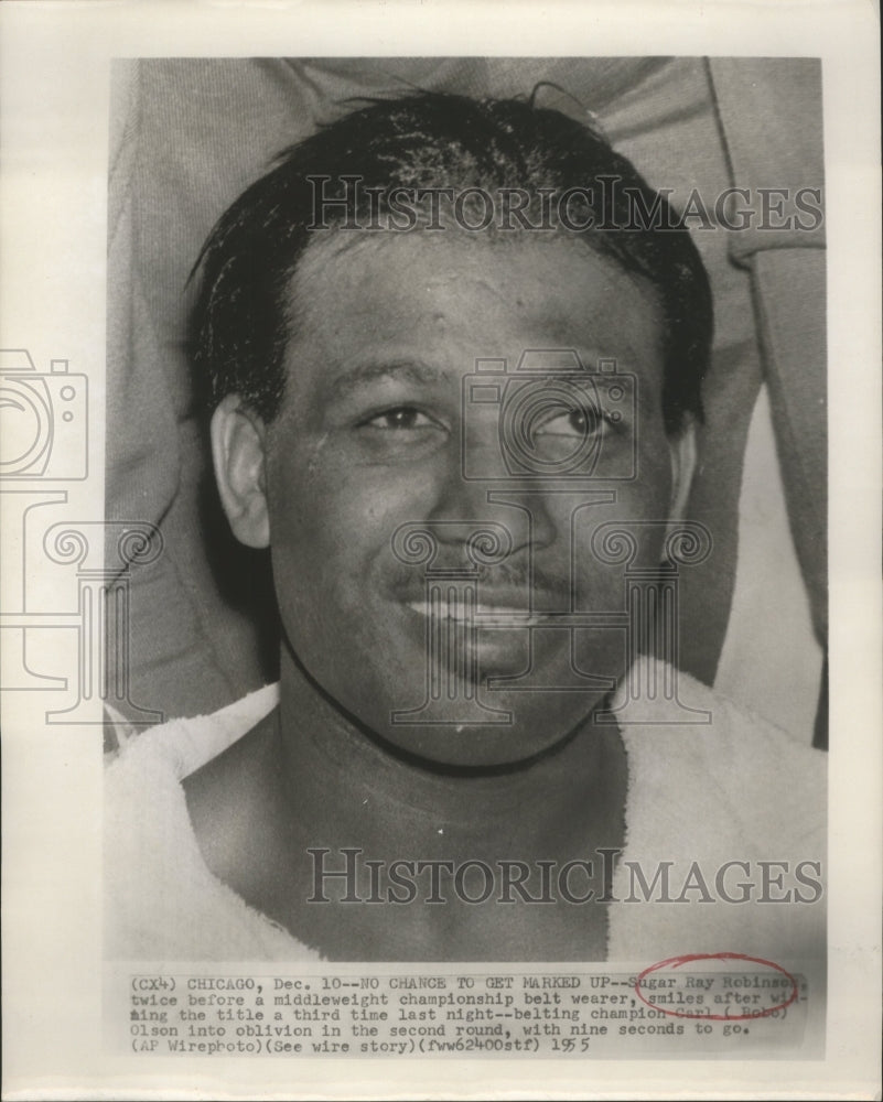 1955 Press Photo Sugar Ray Robinson Middleweight Champion - sbs07937- Historic Images