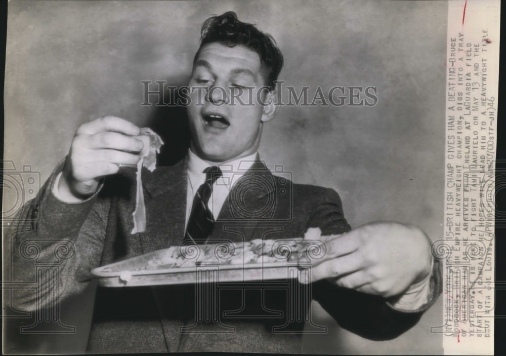 1946 Press Photo Bruce Woodcock British Empire Heavyweight Champion in US - Historic Images