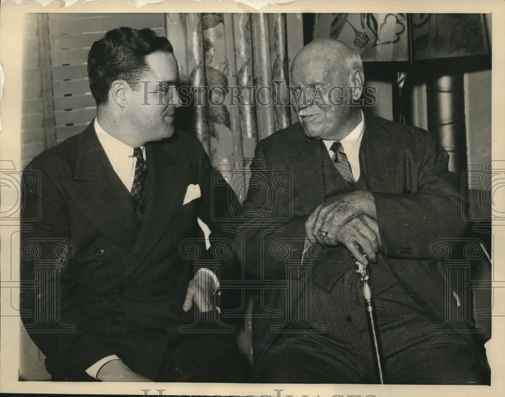 1936 Press Photo Horace C. Stoneham, Judge Stephen Mc Keever Nat&#39;l League meet - Historic Images