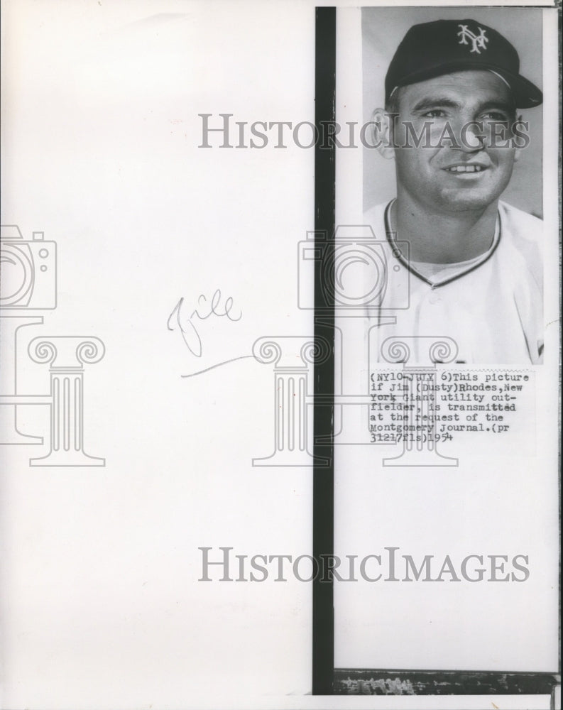 1954 Press Photo Jim Dusty Rhodes New York Giant - sbs08647- Historic Images