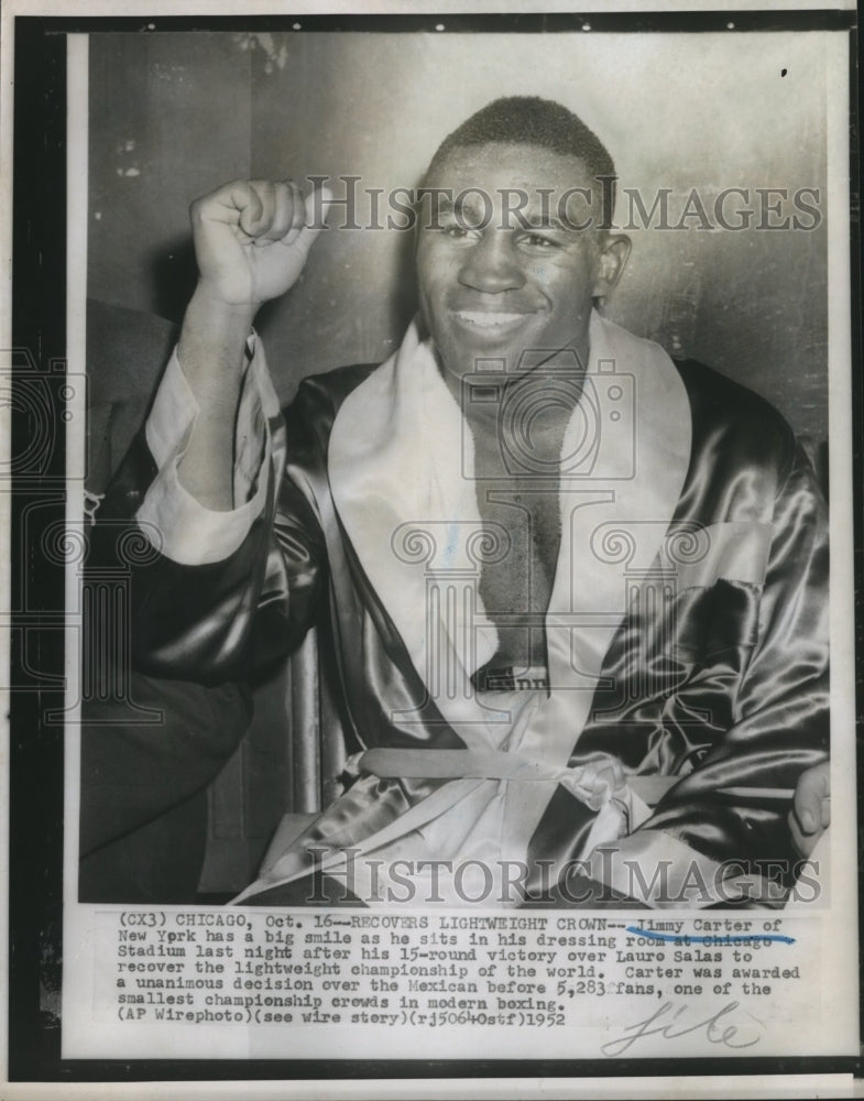 1952 Press Photo Jimmy Carter Boxer with 15-round Victory over Lauro Salas- Historic Images