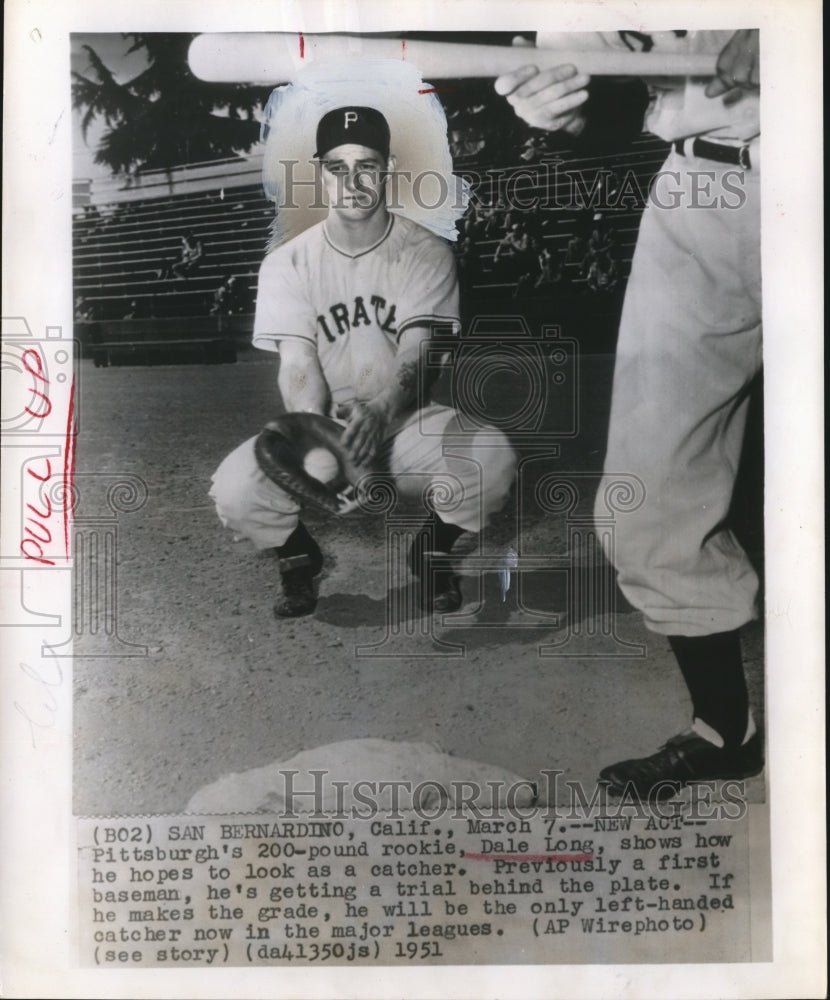 1951 Press Photo Dale Long Pittsburgh Pirates Catcher - sbs08738 - Historic Images
