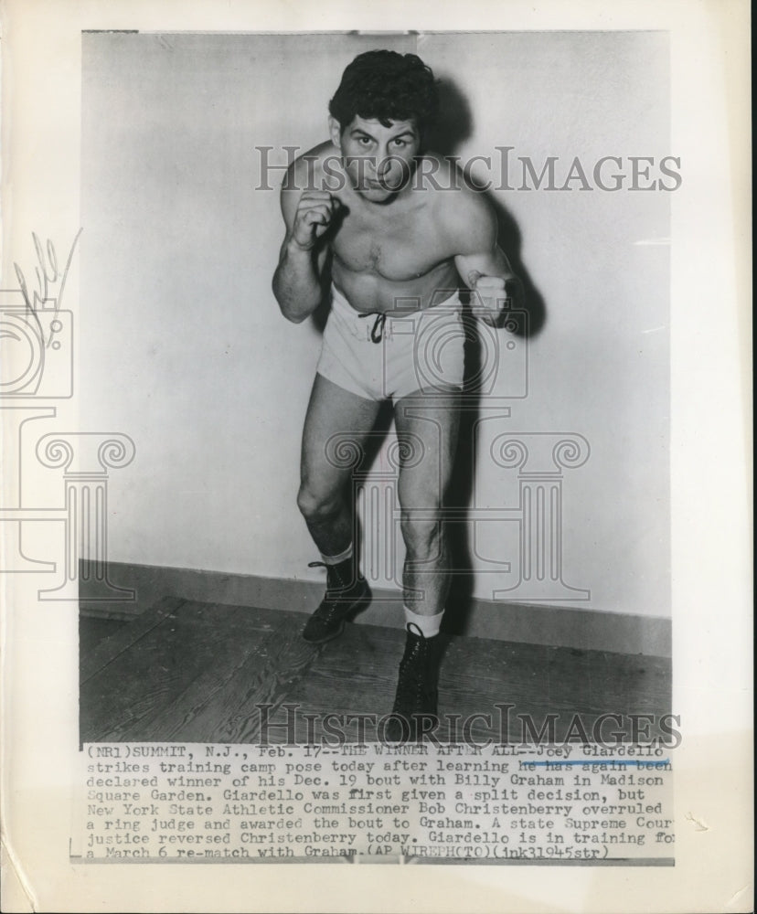 Press Photo Joey Giardello declared winner after match with Billy Graham- Historic Images