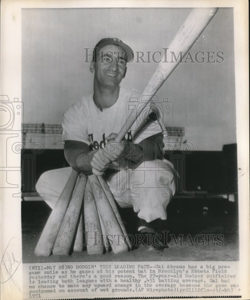 1951 Press Photo Cal Abrams Brooklyn Dodgers Outfielder - sbs08757 - Historic Images