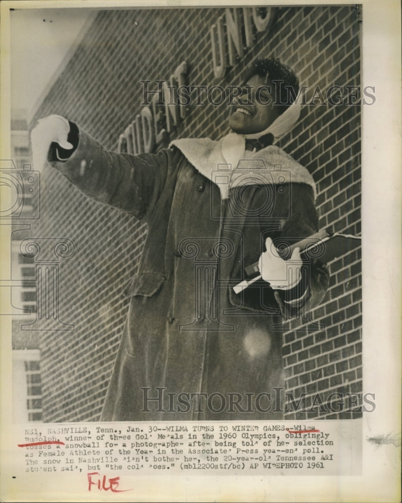 1961 Press Photo Wilma Rudolph Winner of Gold Medals in Olympics - sbs08923 - Historic Images