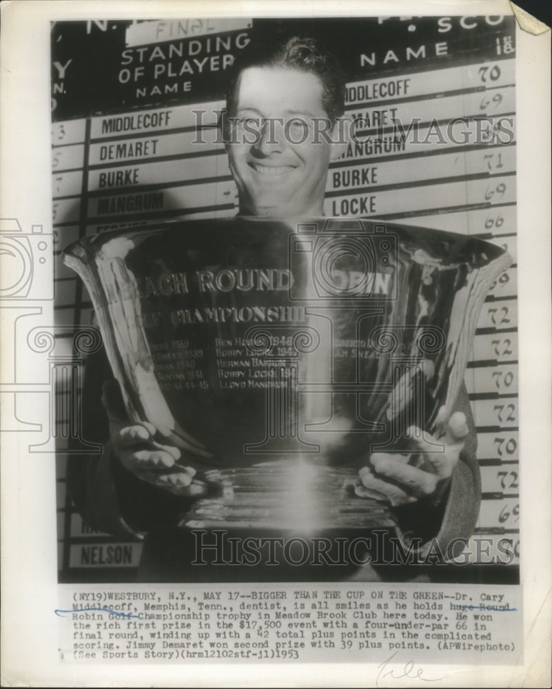1953 Press Photo Dr. Cary Middlecoff Round Robin Golf Championship Winner - Historic Images