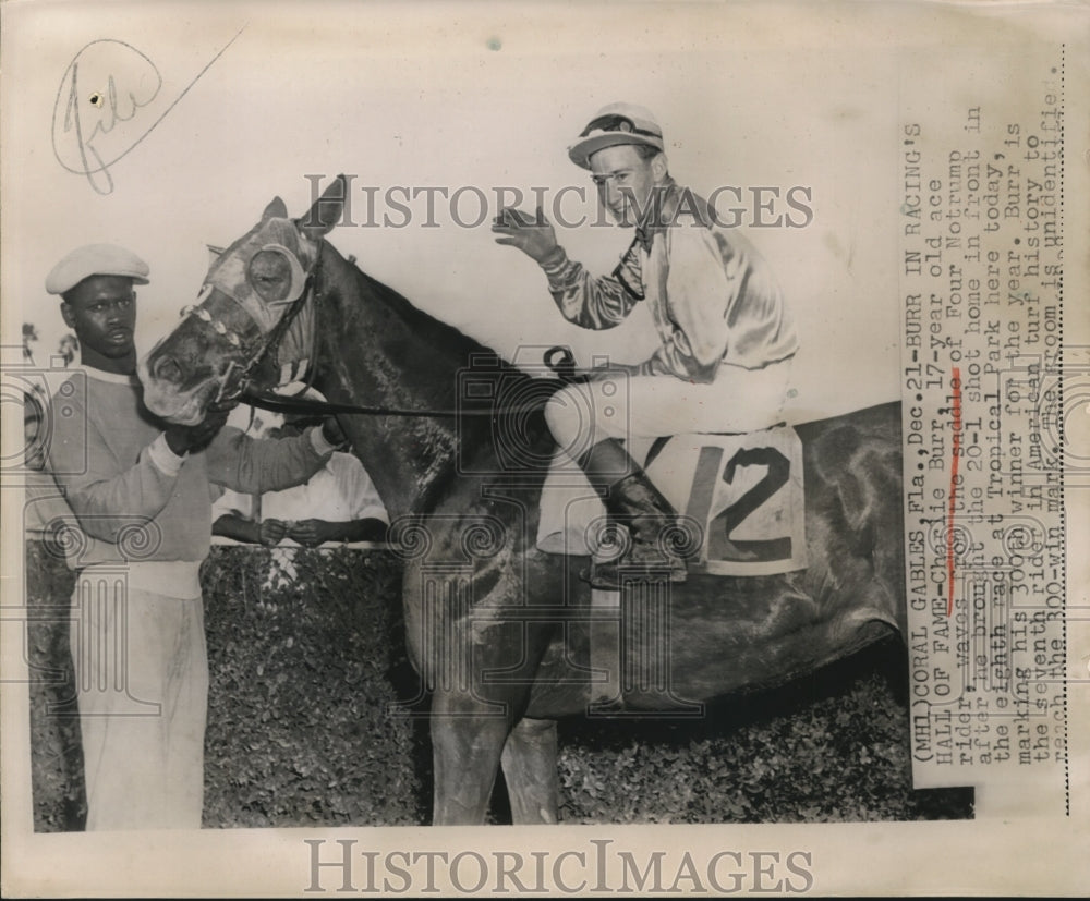 Press Photo Charlie Burrace Rider at Tropical Park - sbs09134- Historic Images