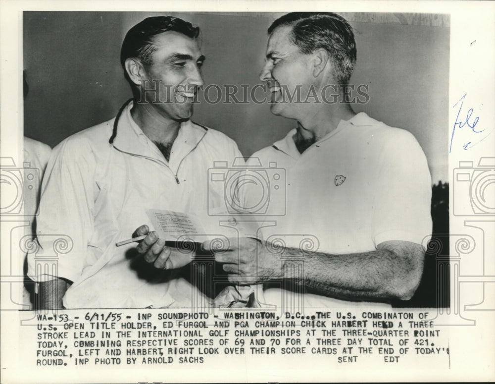 1955 Press Photo U.S. Open Title Holder Ed Furgol &amp; PGA Champ Chick Harbert - Historic Images