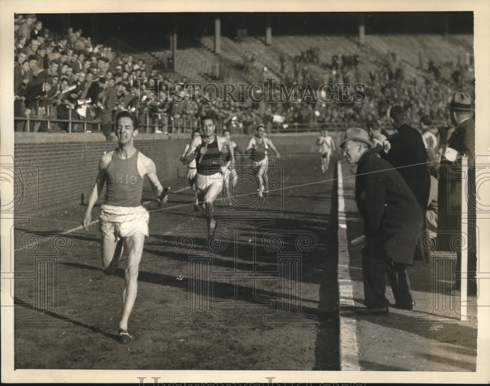 1936 Press Photo Charley Beetham of Ohio in Sprint Medley Relay Championship. - Historic Images