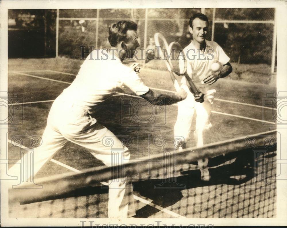 1934 Press Photo Jack Tidball & Gerald Bartosh at Mens doubles Tournament - Historic Images