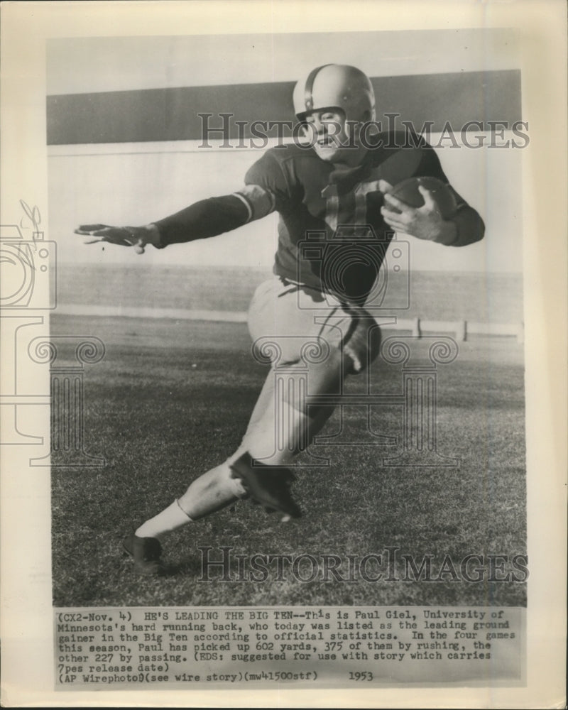 1953 Press Photo Paul Giel, University of Minnesota Hard Running Back - Historic Images