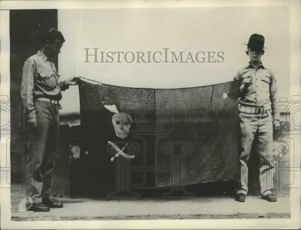 1929 Press Photo Managua Nicaragua US Marines &amp; captured rebel flag - sbx02476 - Historic Images