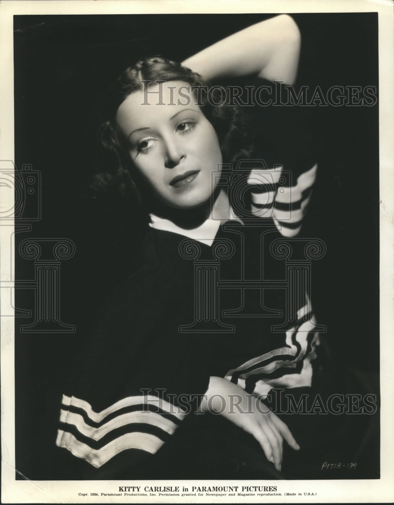 1934 Press Photo Kitty Carlisle, Paramount Pictures star - sbx03517- Historic Images