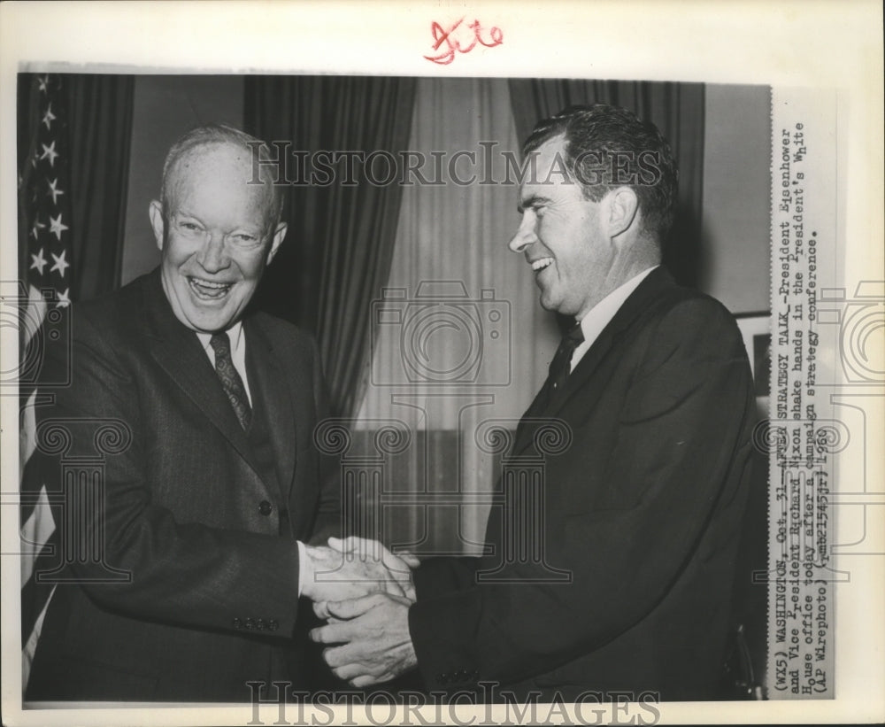 1962 Press Photo Pres. Eisenhower &amp; VP Richard Nixon at White House - Historic Images