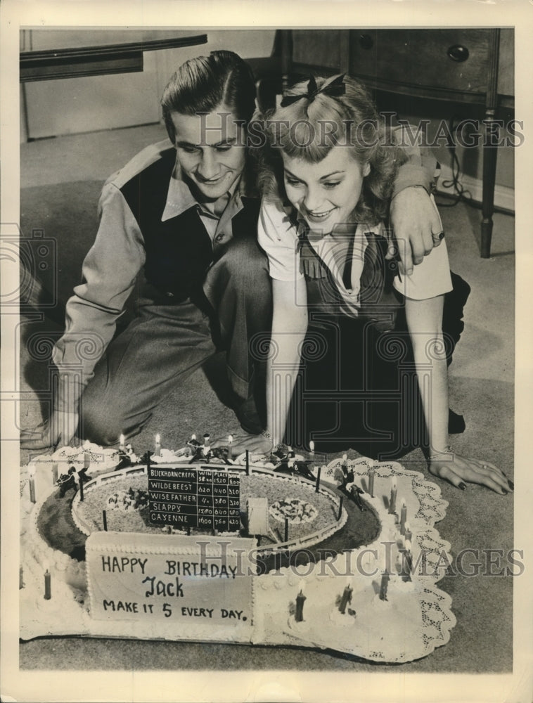 1941 Press Photo Jackie Westrope & Wife American Riding Champion on his birthday- Historic Images