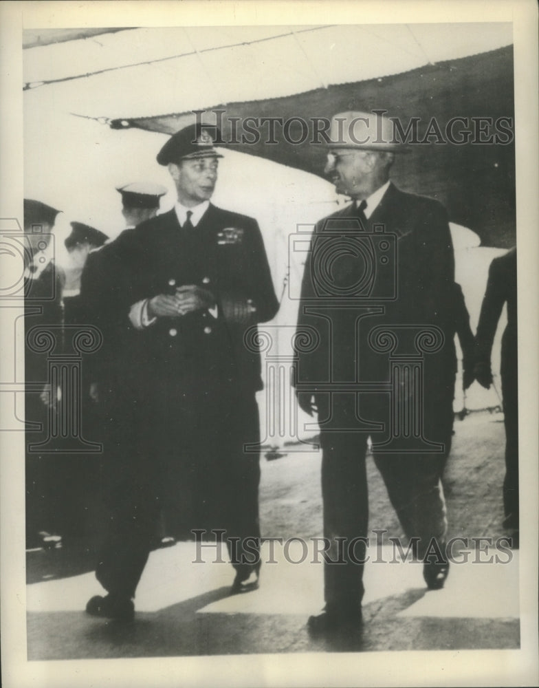1945 Press Photo King George and President Harry Truman on Cruiser Renown-Historic Images
