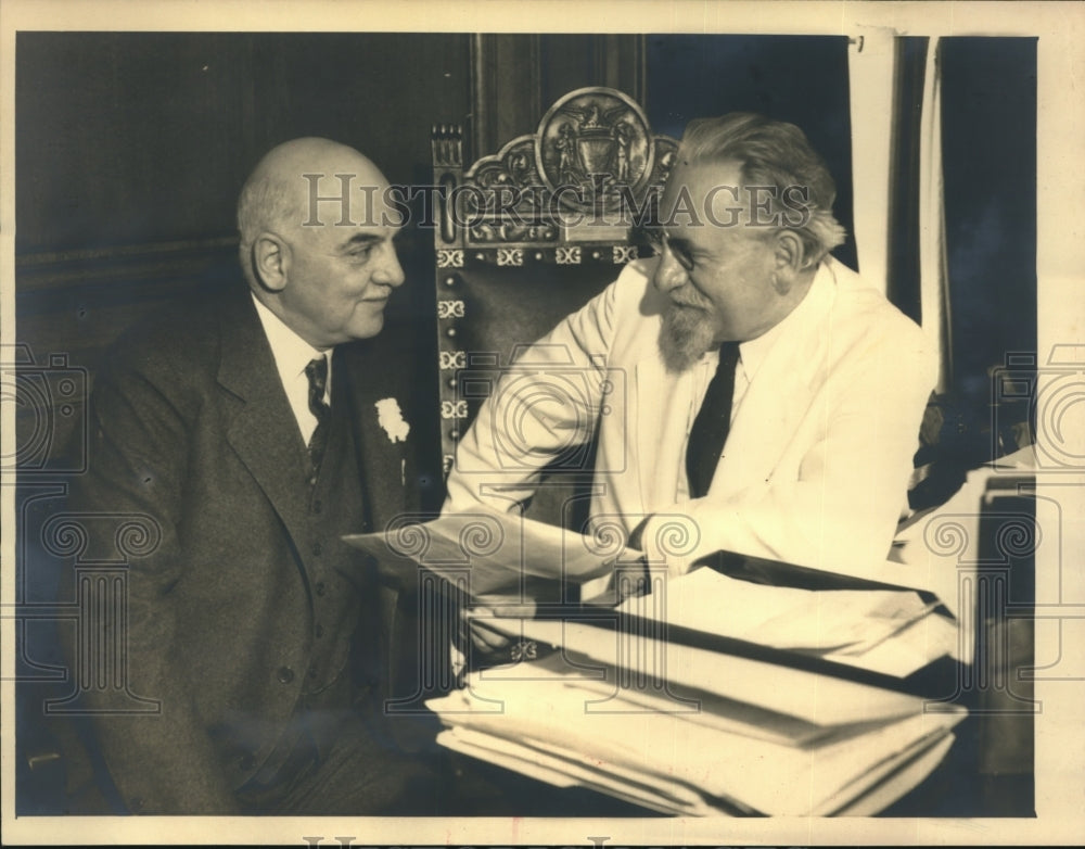 1933 Press Photo Dr. Frantisek Soukup and Mayor Angelo Rossi in San Francisco-Historic Images