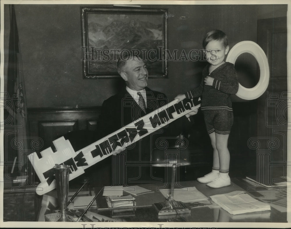 1934 Press Photo child star Baby Leroy, host of Los Angeles Market Week-Historic Images