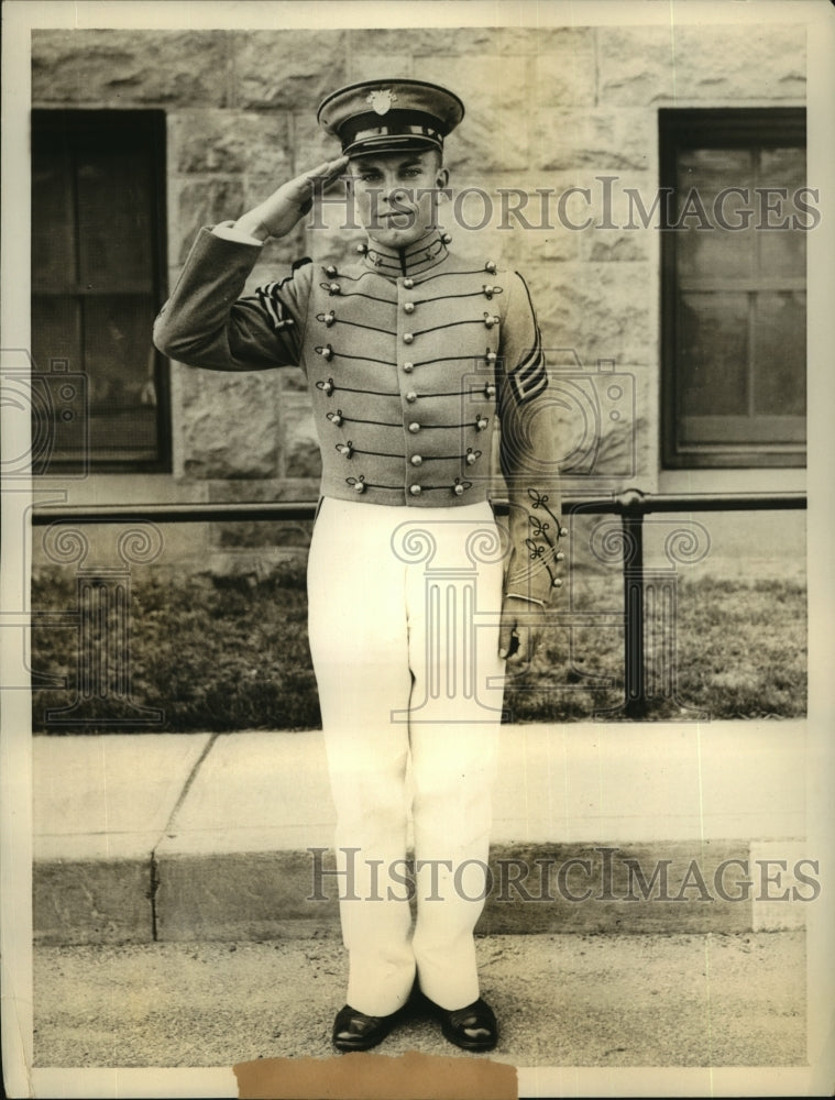 1934 Press Photo Cadet Charles Tank Salutes You as West Point&#39;s Honor Man-Historic Images