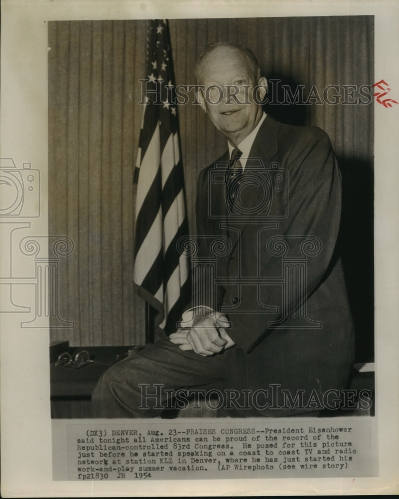 1954 Press Photo President Eisenhower to make a broadcast in Denver - sbx11757-Historic Images