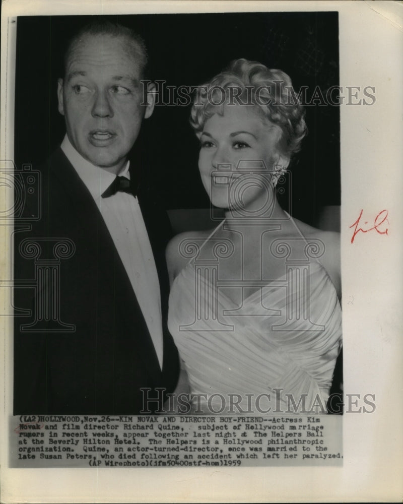 1959 Press Photo Actress Kim Novak and Richard Quine at Helpers Ball - sbx11938-Historic Images