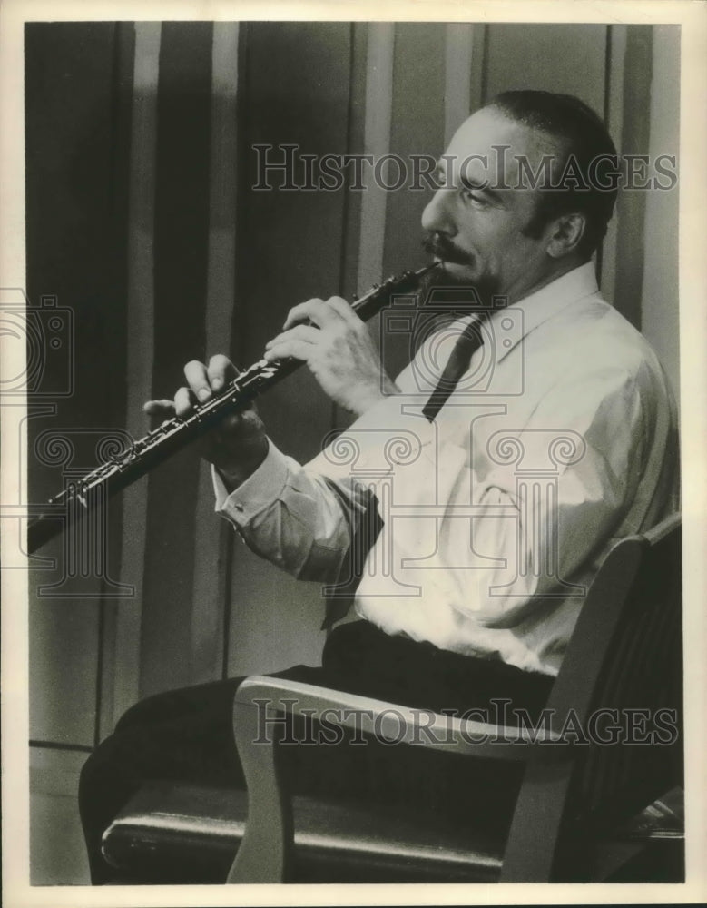 Mitch Miller Playing Oboe between Tapings of "Sing Along"-Historic Images