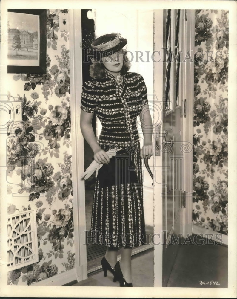 Actress Joan Bondell Models Black Crepe Dress-Historic Images