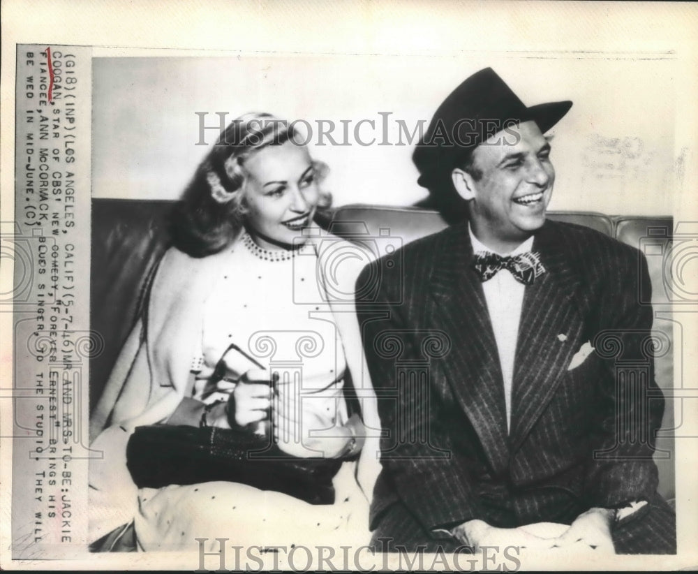 1946 Press Photo Actor Jackie Coogan and Fiancee Ann McCormack - sbx13927-Historic Images