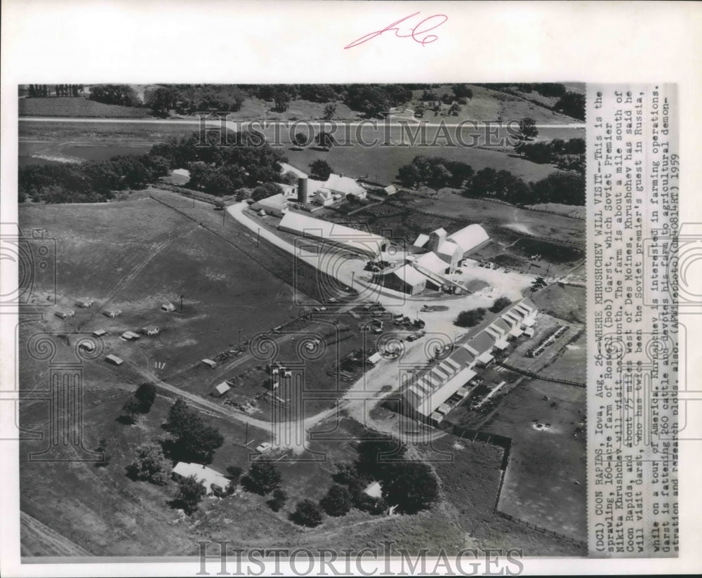 1959 Press Photo Coon Rapids, Iowa Farm of Roswell Garst - sbx13980-Historic Images