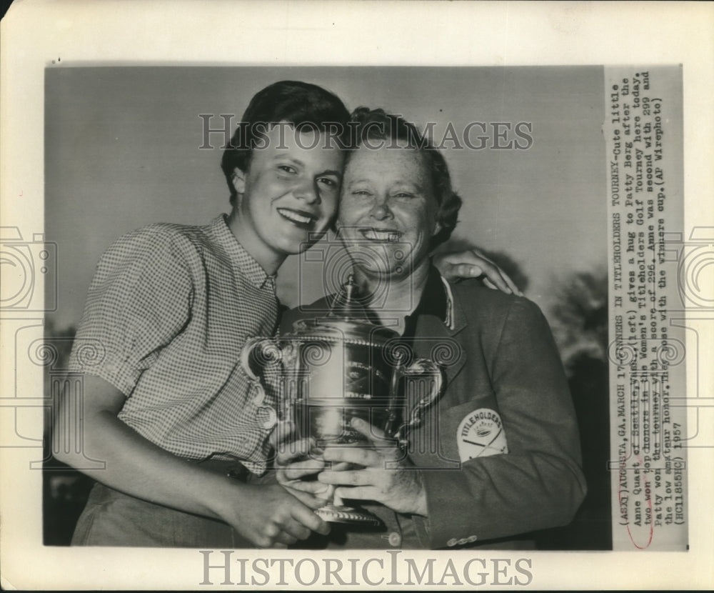 1957 Press Photo Anne Quant and Berg Win Top Honors at Title Holders Tourney-Historic Images