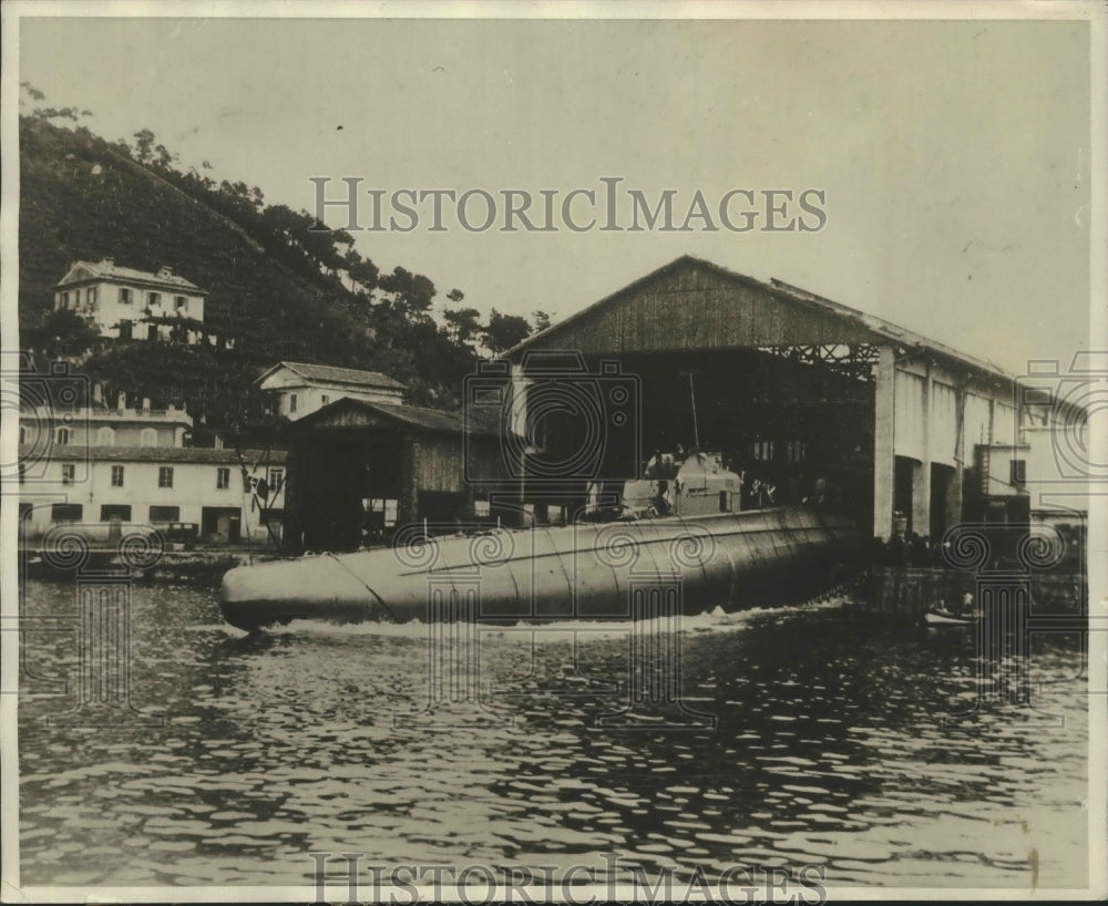 1929 Press Photo Santorre Santarosa,Italy's Submarines launched at Spezia Italy - Historic Images