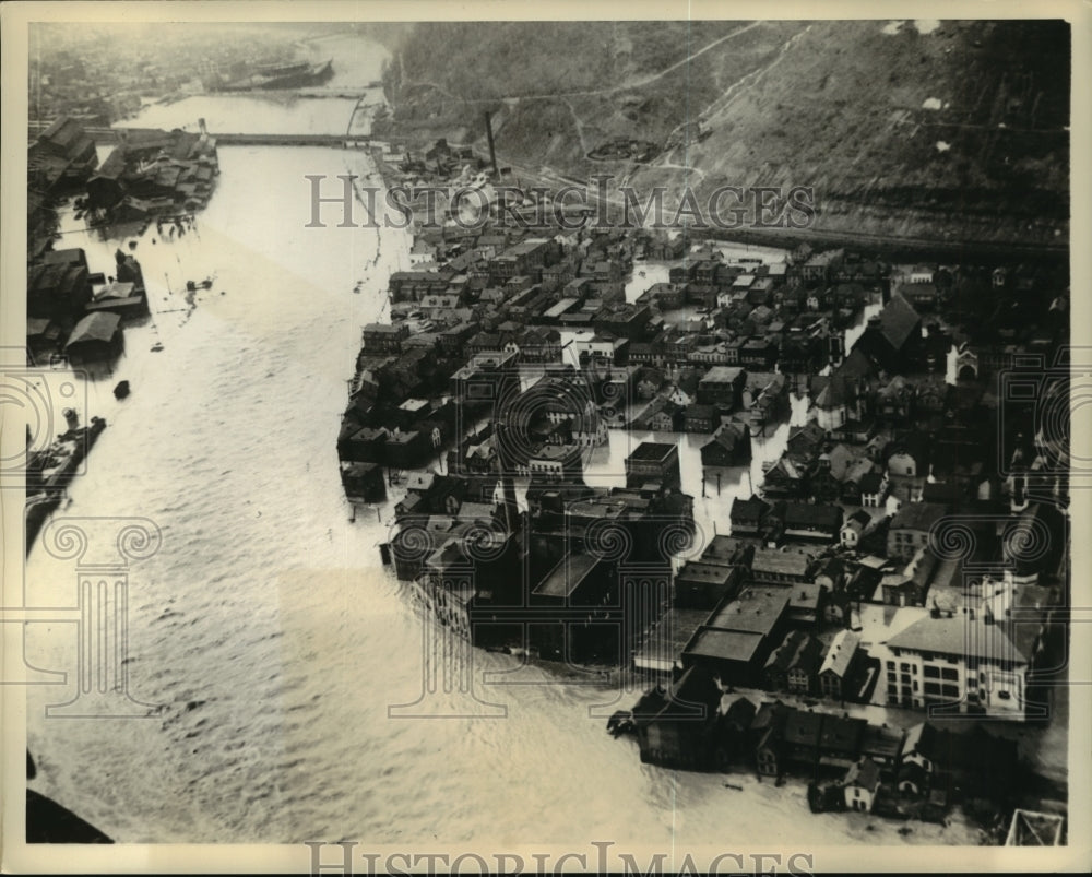 1936 Press Photo Johnstown, PA, Second Food in its History, Conembaugh River - Historic Images