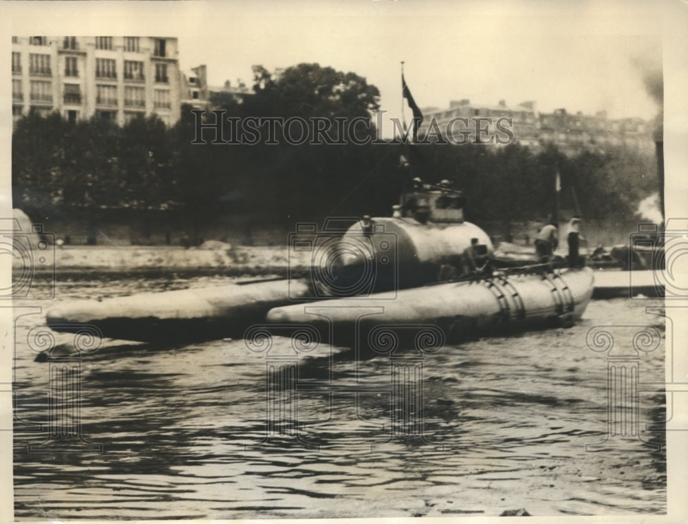 1928 Press Photo Ocean Glide launched in the Seine at Quai De Javel in Paris - Historic Images