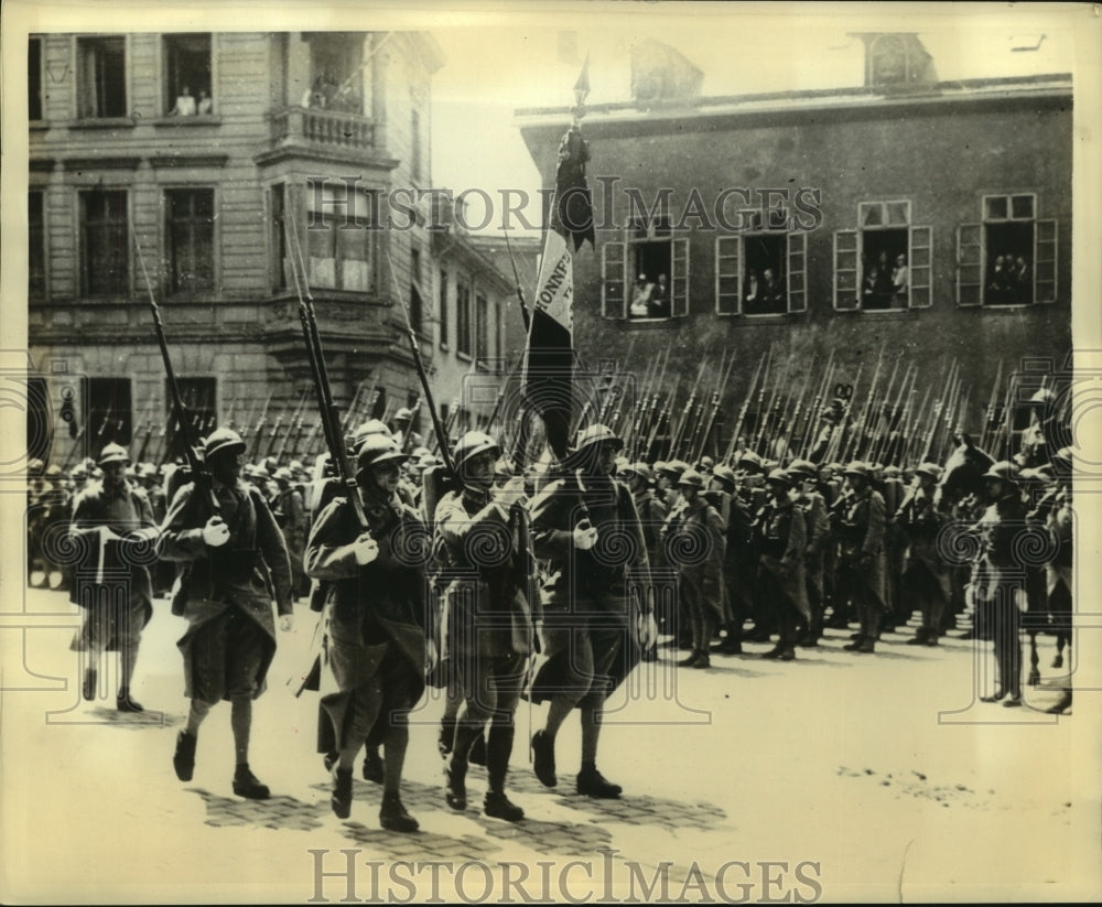 French Army Marches Through Town-Historic Images