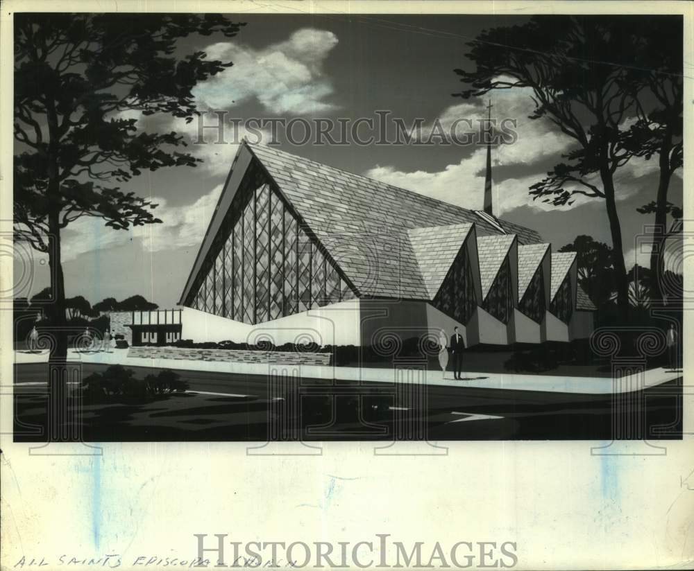 1962 All Saints Episcopal Church exterior view, Willowbrook - Historic Images