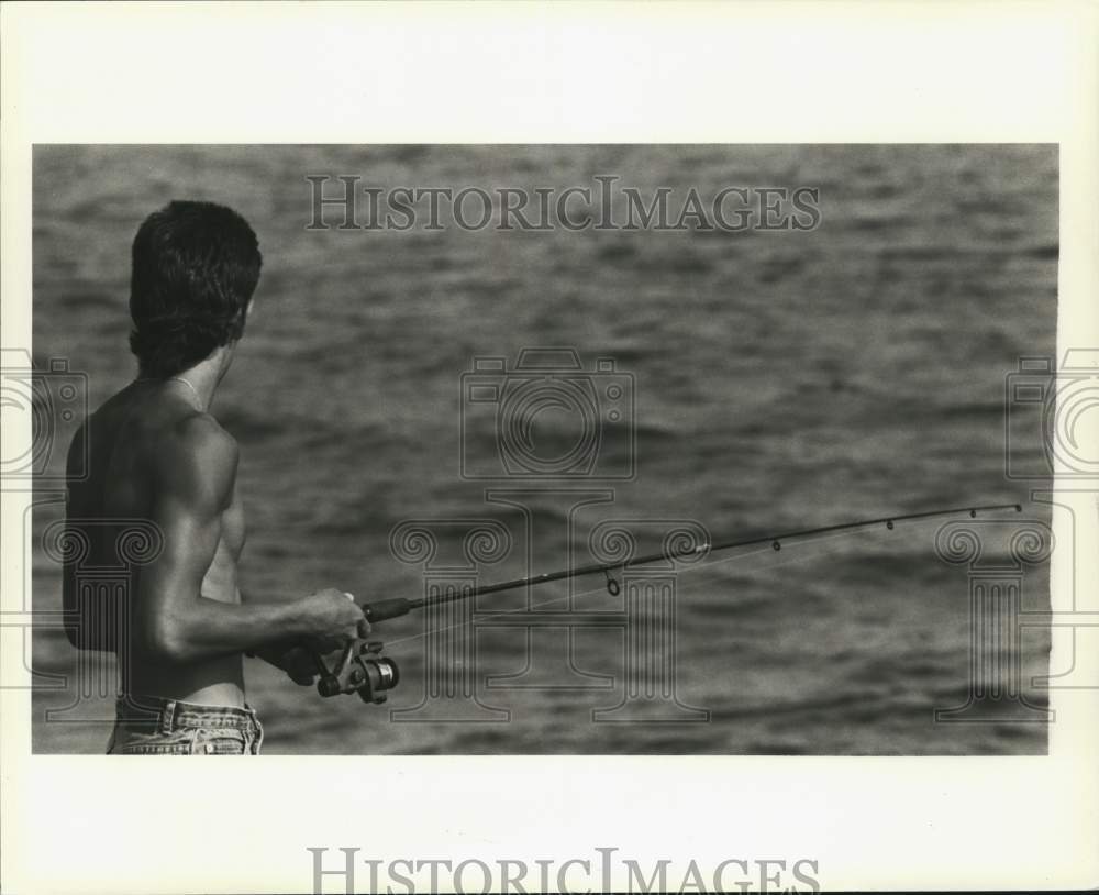 1991 Press Photo Anthony Cabano with his fishing rod - sia06409- Historic Images